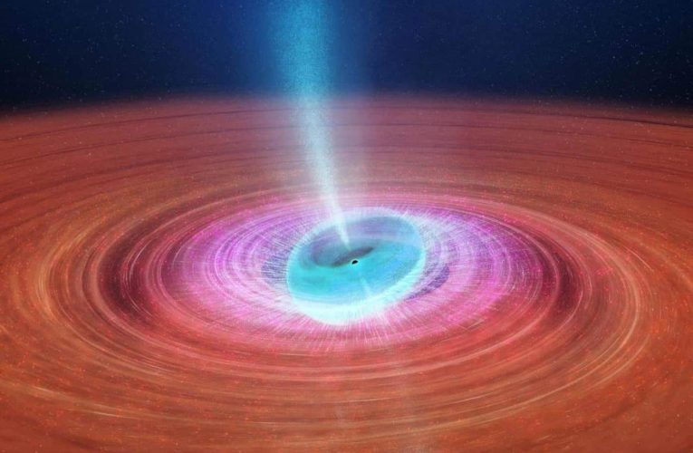 Wackelndes Schwarzes Loch, das Plasmawolken in den Weltraum spuckt